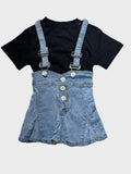 Load image into Gallery viewer, Denim Pinafore Dress Set